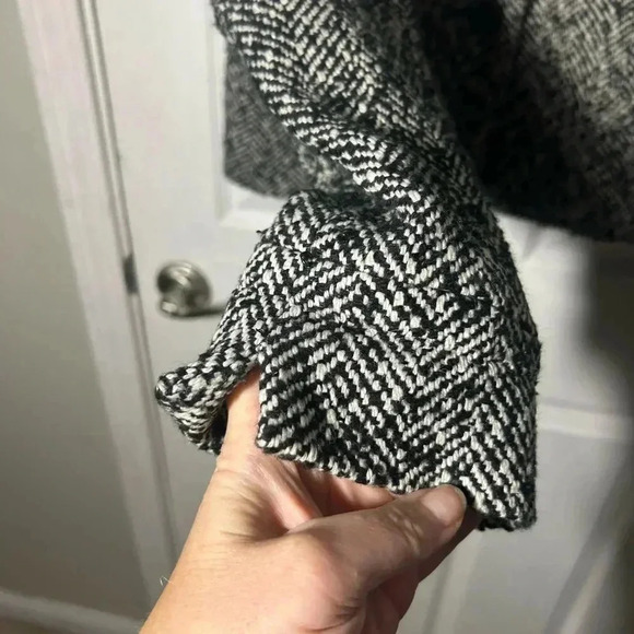 J. Crew Black White Tweed Herringbone Blazer Fully Lined Size 6 - Picture 2 of 9